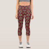 Leggings Capri Ornamental Cherry Blossom Pattern Capris (Recto)