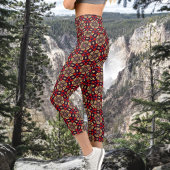 Leggings Capri Ornamental Cherry Blossom Pattern Capris