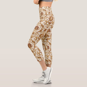 Leggings Capri Ornement doré baroque luxueux sur ivoire