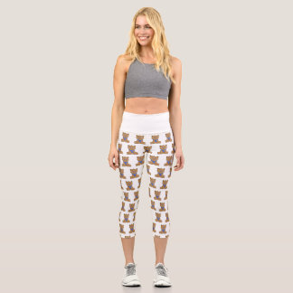 Leggings Capri Ours en peluche portant une écharpe bleue