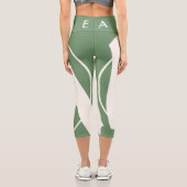 Leggings Capri Oversized Initials in White and Green (Verso)