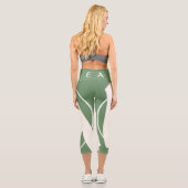 Leggings Capri Oversized Initials in White and Green (Verso)