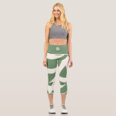Leggings Capri Oversized Initials in White and Green (Recto)