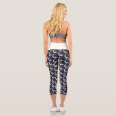 Leggings Capri Owl Moon Blue Cute Stars (Verso)