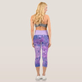 Leggings Capri Paillettes de peinture rose violet (Verso)