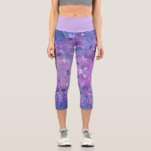 Leggings Capri Paillettes de peinture rose violet (Recto)