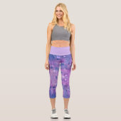 Leggings Capri Paillettes de peinture rose violet (Recto)
