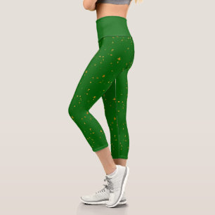 Leggings Capri Paillettes d'or sur fond vert émeraude