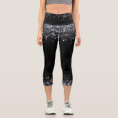 Leggings Capri Paillettes noires et argentées modernes (Recto)