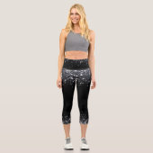 Leggings Capri Paillettes noires et argentées modernes (Recto)