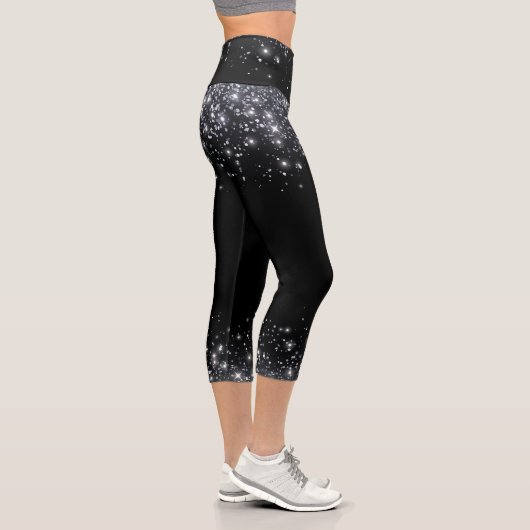 Leggings Capri Paillettes noires et argentées modernes (Droite)
