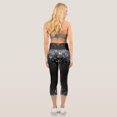 Leggings Capri Paillettes noires et argentées modernes (Verso)