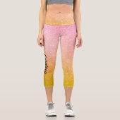 Leggings Capri Paillettes Ombrées Or Jaune Rose scintillant (Recto)