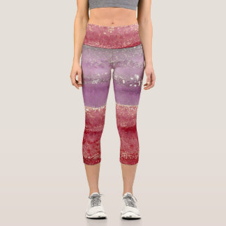 Leggings Capri Paillettes violettes et dorées élégantes