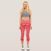 Leggings Capri Paisley Design-1 Capris haut taille (Recto)