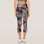 Leggings Capri Paisley Floral Pattern, Ethnic Arrière - plan. (Verso)
