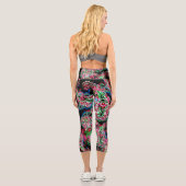 Leggings Capri Paisley Floral Pattern, Ethnic Arrière - plan. (Verso)