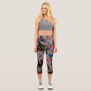 Leggings Capri Paisley Floral Pattern, Ethnic Arrière - plan.