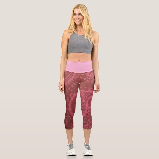 Leggings Capri Paisley Rose Rouge TAILLE SMALL (Recto)