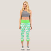 Leggings Capri Pale Green Squash Feuille Texture Imprimer Legging (Recto)