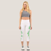 Leggings Capri Pale Green Squash Feuille Texture Imprimer Legging (Recto)