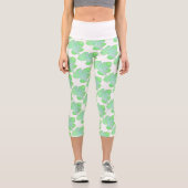 Leggings Capri Pale Green Squash Feuille Texture Imprimer Legging (Recto)