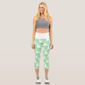 Leggings Capri Pale Green Squash Feuille Texture Imprimer Legging (Recto)