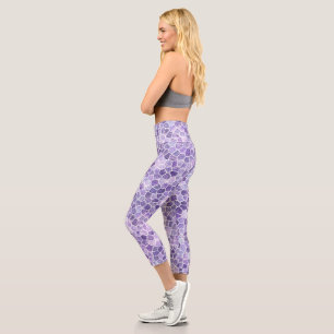 Leggings Capri Pale Lilas Et Violet Pavé Patchwork Terrazo Pa