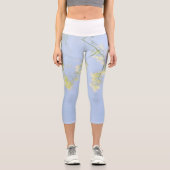 Leggings Capri Pale Pastel Blue Sky Fleurs sauvages Pré (Recto)