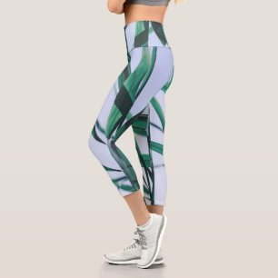 Leggings Capri Pale Pastel Green Gris Reeds Sky
