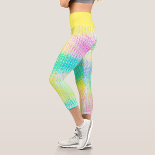 Leggings Capri Pale Pastel Turquoise Vert Bleu rose Abstrait Art
