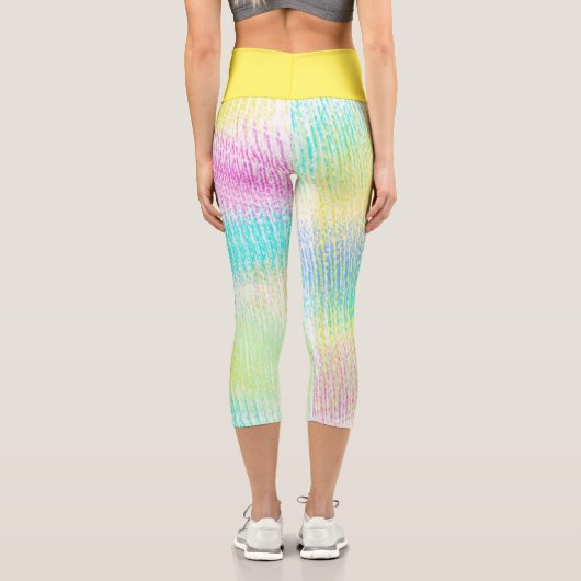 Leggings Capri Pale Pastel Turquoise Vert Bleu rose Abstrait Art (Verso)