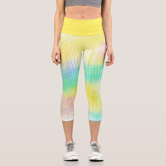 Leggings Capri Pale Pastel Turquoise Vert Bleu rose Abstrait Art (Recto)