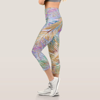 Leggings Capri Palme d'or Tropical Feuille design coloré