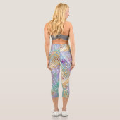 Leggings Capri Palme d'or Tropical Feuille design coloré (Verso)
