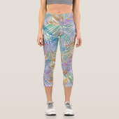 Leggings Capri Palme d'or Tropical Feuille design coloré (Recto)