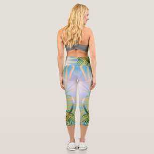 Leggings Capri Palmier à Vibrations Positives Ensoleillé