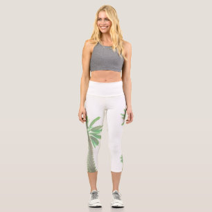 Leggings Capri Palmier Stylisé Pastel Green Tropical