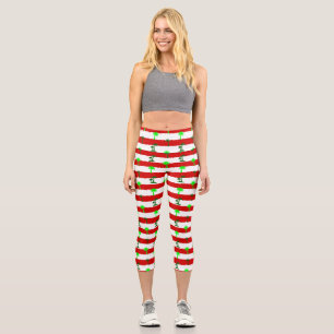 Leggings Capri palmiers tropicaux de noël rayés