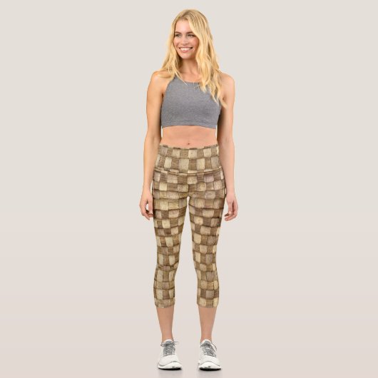 Leggings Capri Panier d'artisanat Texture sans couture (Recto)