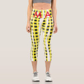 Leggings Capri Panneau de contrôle Jaune Noir ajouter nom nom mon (Recto)
