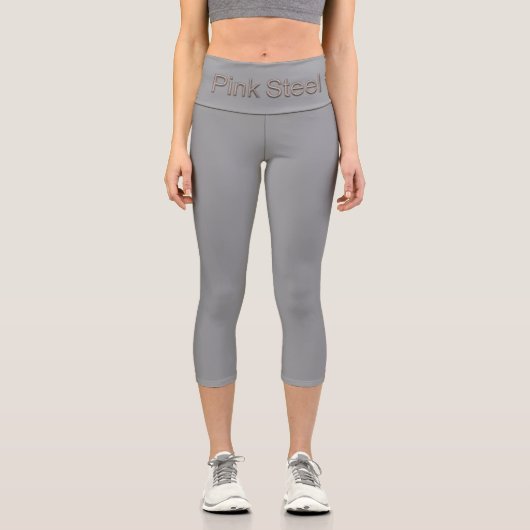 Leggings Capri Pantacourt rose acier gris devant taille (Recto)