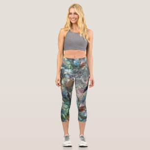 Leggings Capri Pantalon de Yoga Abstrait à fleurs