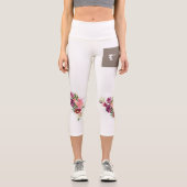 Leggings Capri "Pantalon de Yoga Floral Fleur de flux de fleurs" (Recto)