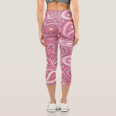 Leggings Capri Pantalon de Yoga rose et blanc (Verso)
