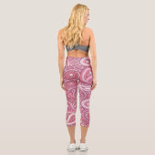 Leggings Capri Pantalon de Yoga rose et blanc (Verso)