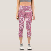 Leggings Capri Pantalon de Yoga rose et blanc (Recto)