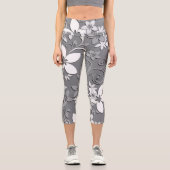 Leggings Capri Papier mural à fleurs 2 (Recto)