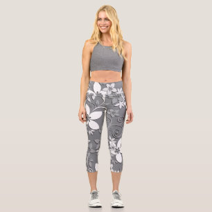 Leggings Capri Papier mural à fleurs 2