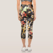 Leggings Capri Papier mural à fleurs 4 (Verso)